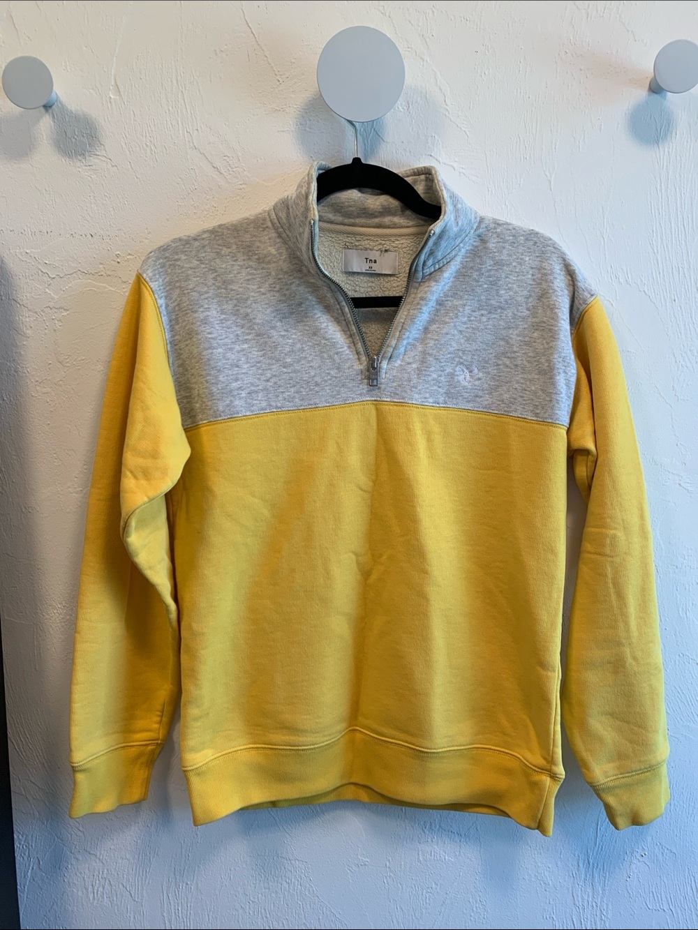 Quarter-Zip Women's Sweater - Yellow & Gray